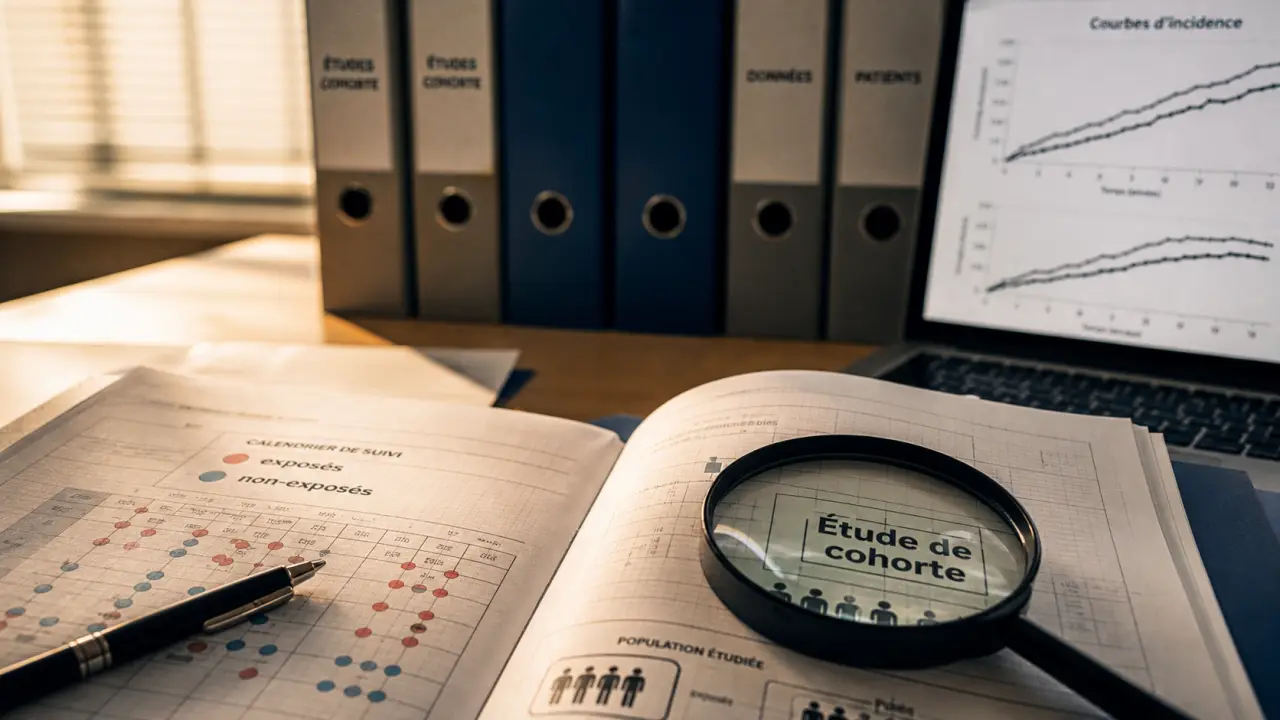 Etude de cohorte : exposés vs non-exposés, risque au fil du temps