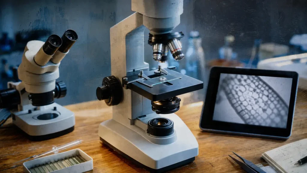 Microscope and types : optique, électronique, numérique en labo