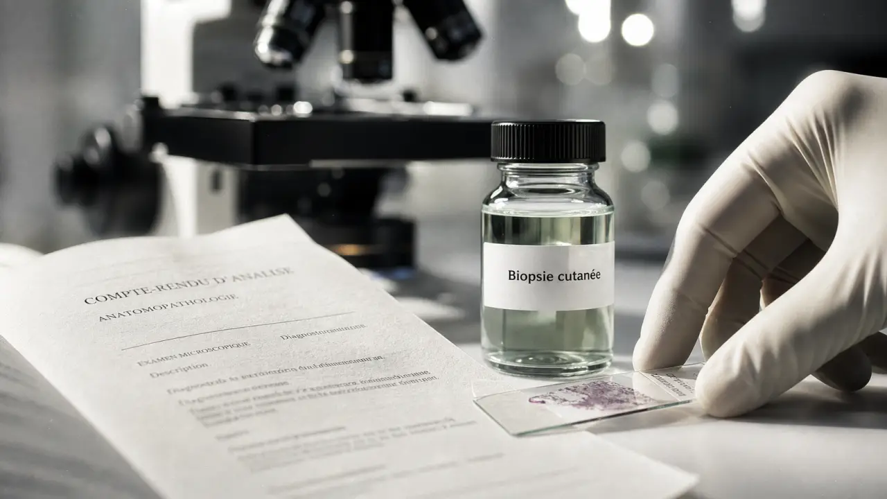 Que recherche t on dans une biopsie de la peau au microscope : lésion et inflammation