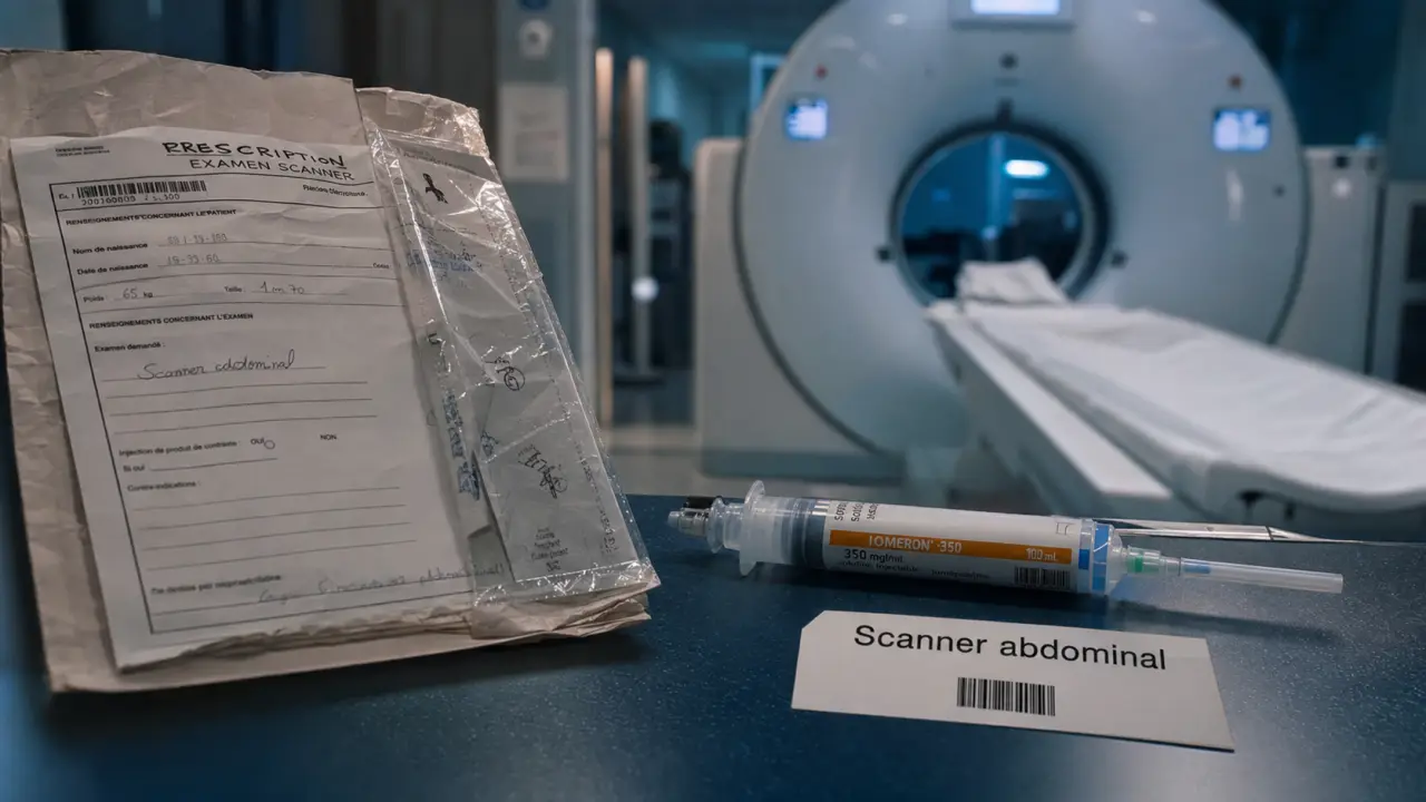 Scanner abdominal : jeûne 3 à 6 heures et contraste, injection de produit