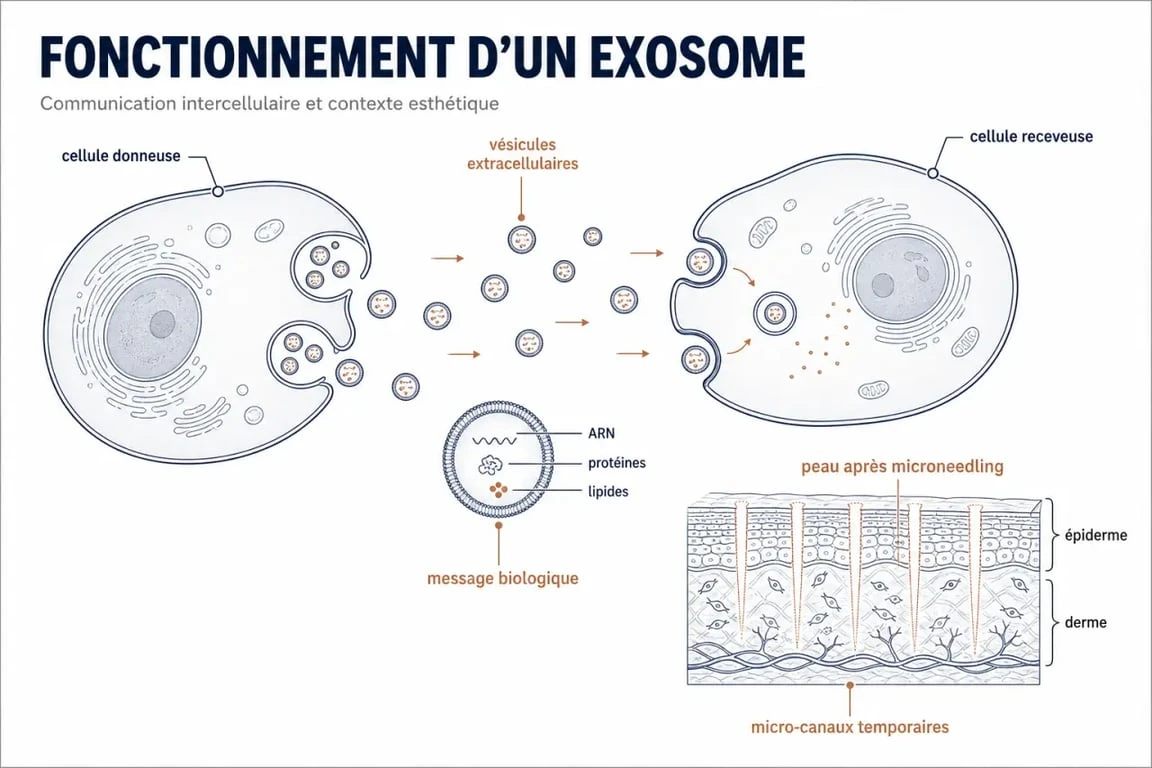 Exosome : schéma éditorial de communication cellulaire et application en soin de la peau