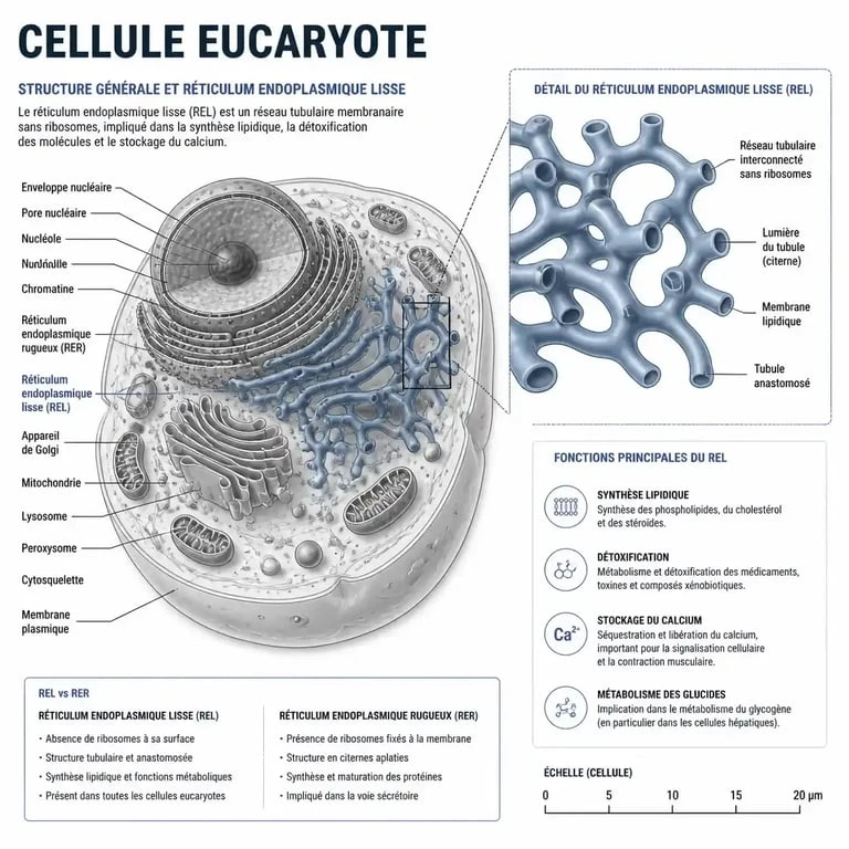 Schéma du réticulum endoplasmique lisse dans la cellule