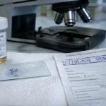 Cytologie urinaire : lame et urine, lecture cellules atypiques