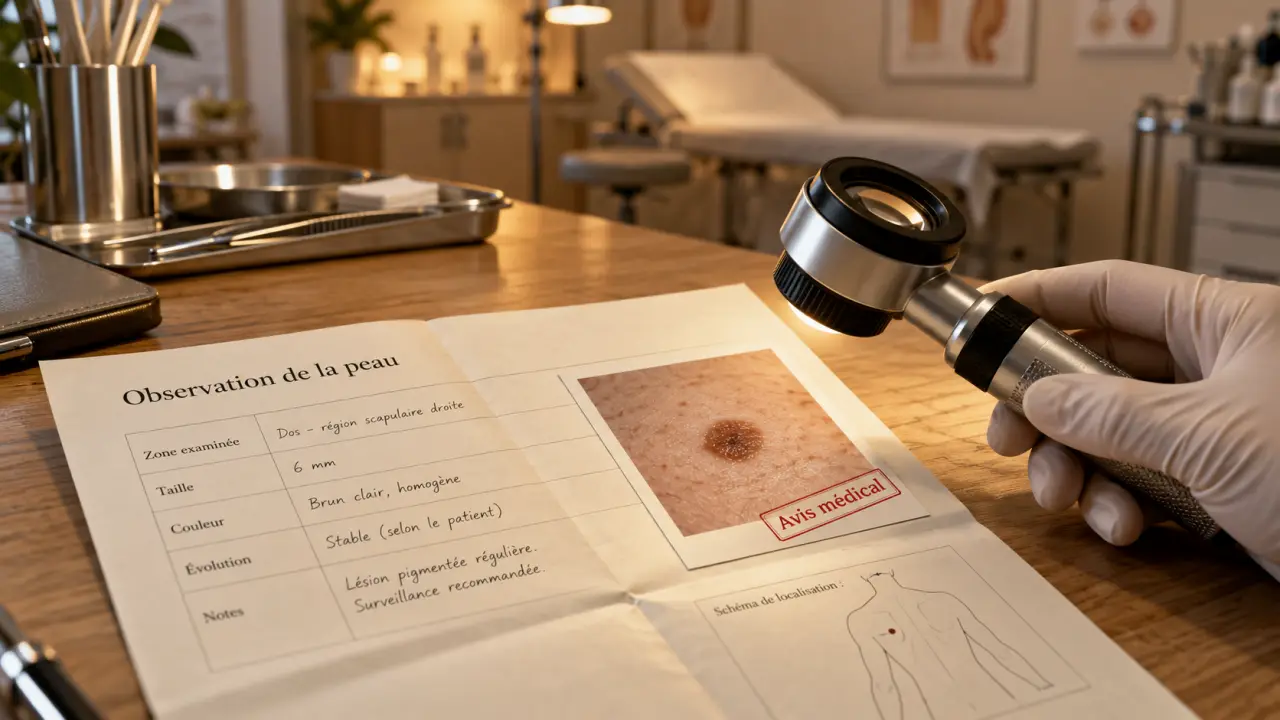 cancer d la peau : dermatoscope et grille d’observation de la peau